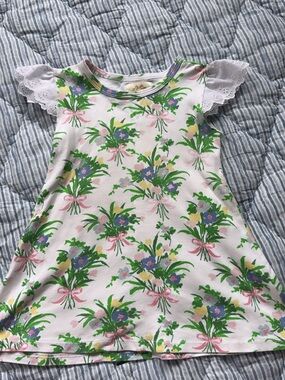 The Beaufort Bonnet Company White Floral Bouquet Dress with Green and Pink